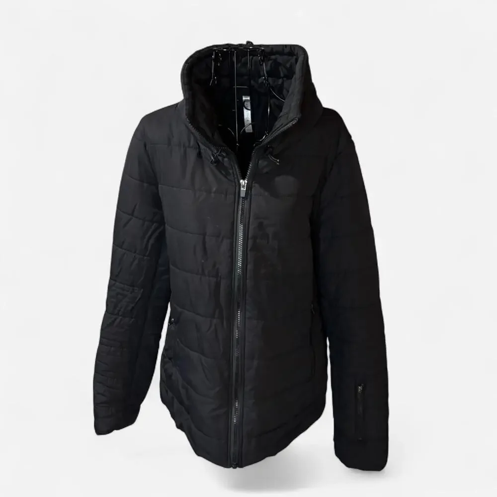 Fabletics Black Lightweight Quilted Zip-Up Performance Jacket - Size Large